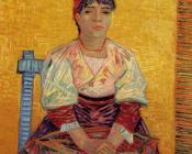 拿着康乃馨的女人 - 文森特·威廉·梵高